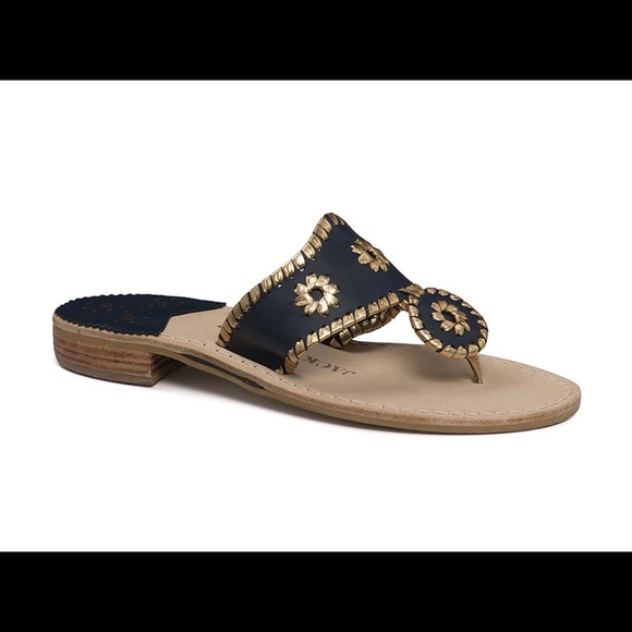 Shoes - Jack Rogers Black and Gold Sandals